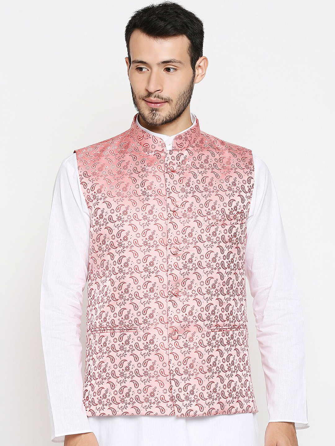 Buy Blacksmith Men Pink Paisley Nehru Jacket Nehru Jackets for Men 15077310 Myntra