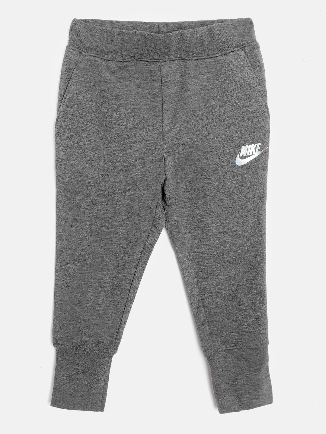 Buy Nike Girls Charcoal Grey Solid Rise Color Shift Slim Fit Fleece