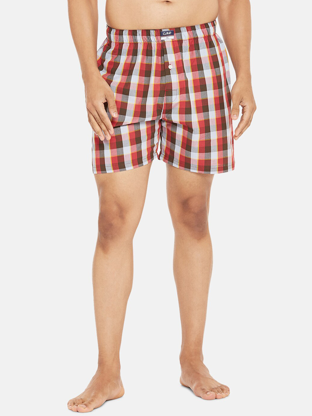 Buy Ajile By Pantaloons Men Red & White Checked Pure Cotton Boxer