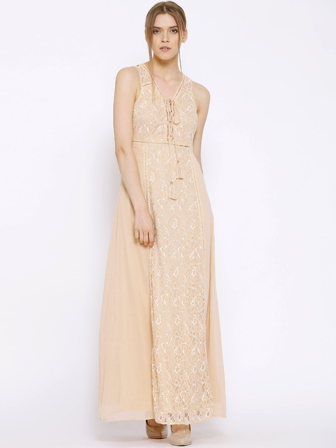 TWS-241TE2120 BEIGE MAXI DRESS