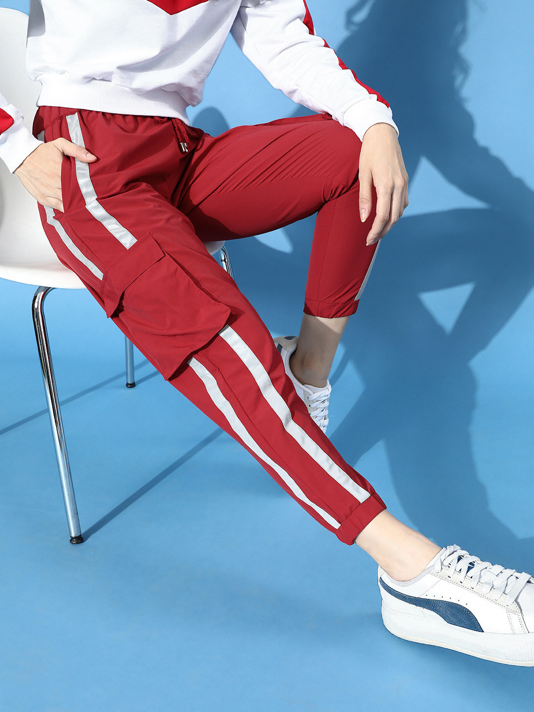 Buy DressBerry Women Red Solid Track Pants Track Pants for