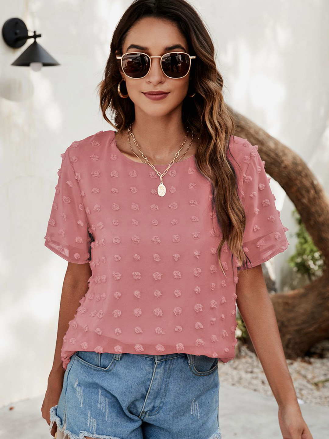 Buy URBANIC Pink Self Design Regular Top - Tops for Women 15084396 | Myntra