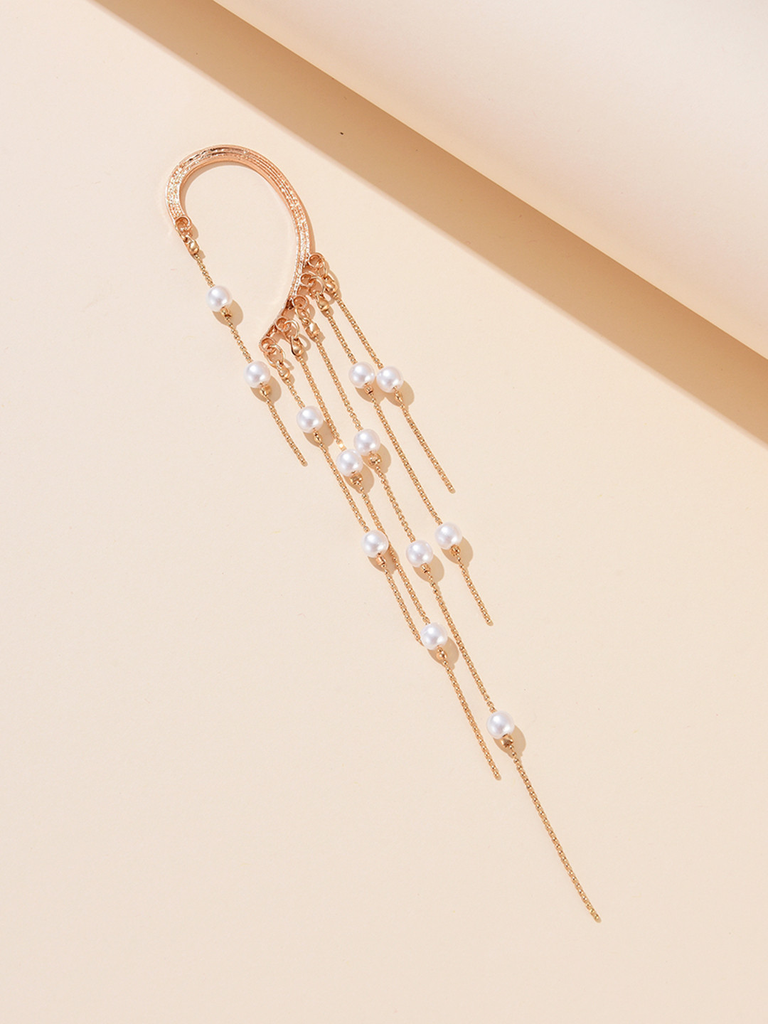 Buy URBANIC Gold Toned & Off White Beaded Ear Cuff Earrings for Women