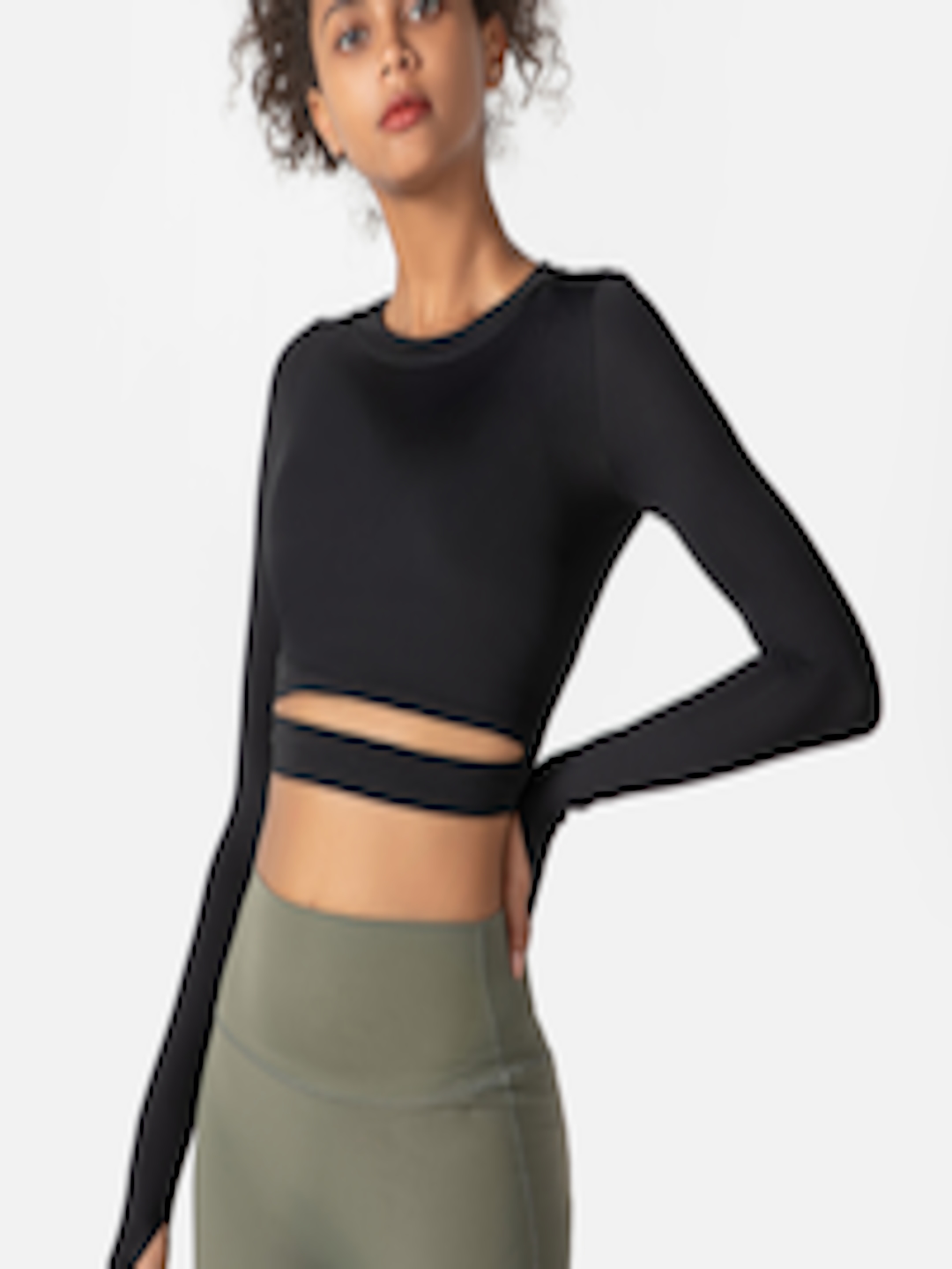 Buy URBANIC Black Solid Cut Out Fitted Crop Top - Tops for Women ...