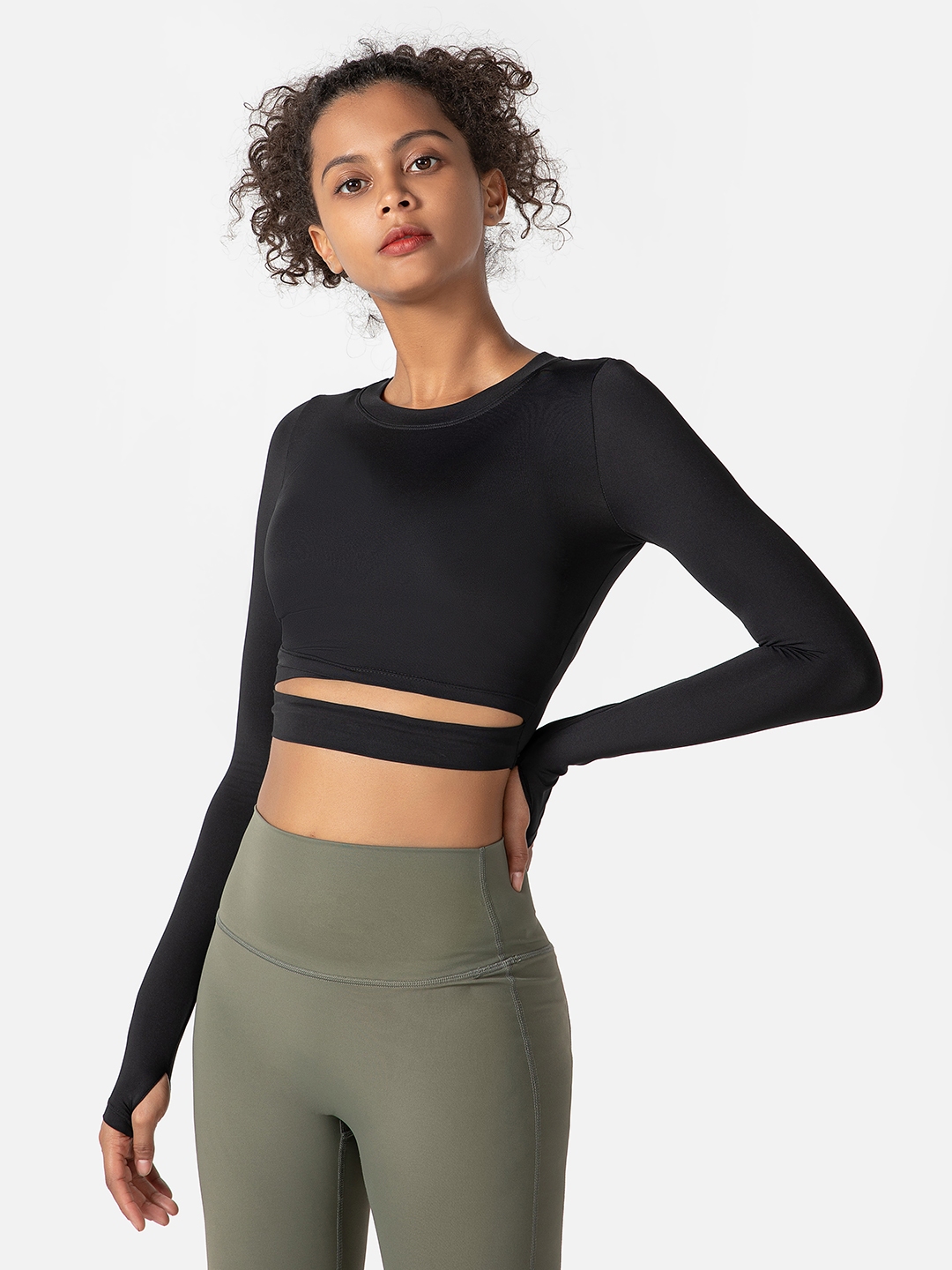 Buy URBANIC Black Solid Cut Out Fitted Crop Top - Tops for Women ...