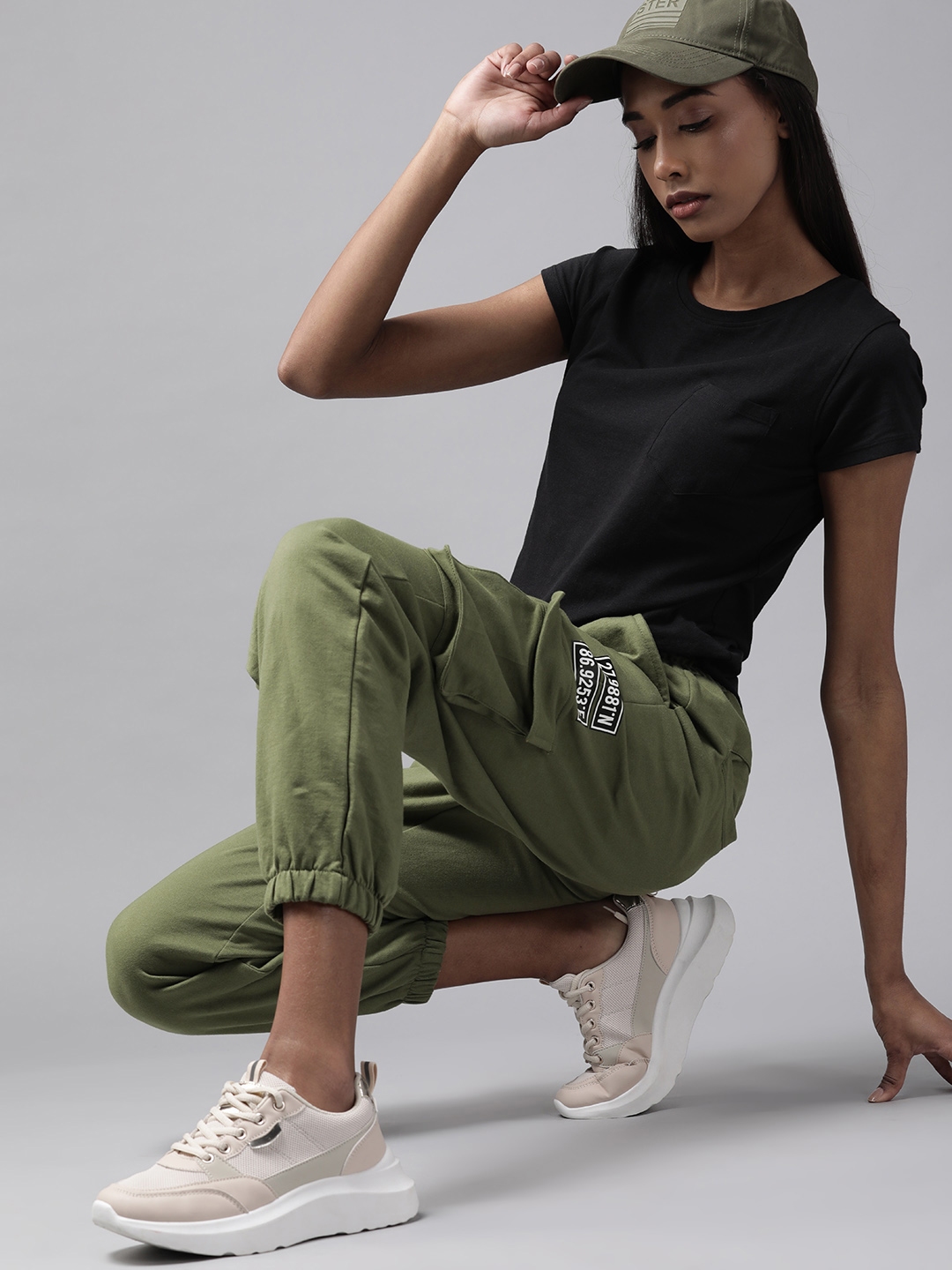 olive green cargo joggers