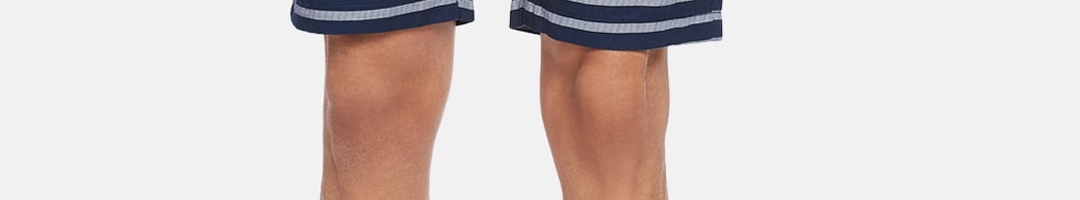 Buy People Men Navy Blue & Grey Striped Regular Shorts - Shorts for Men ...