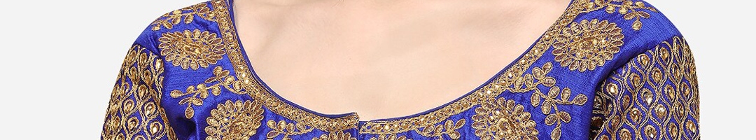 Buy Mesmore Blue & Gold Coloured Embroidered Silk Saree Blouse - Saree ...
