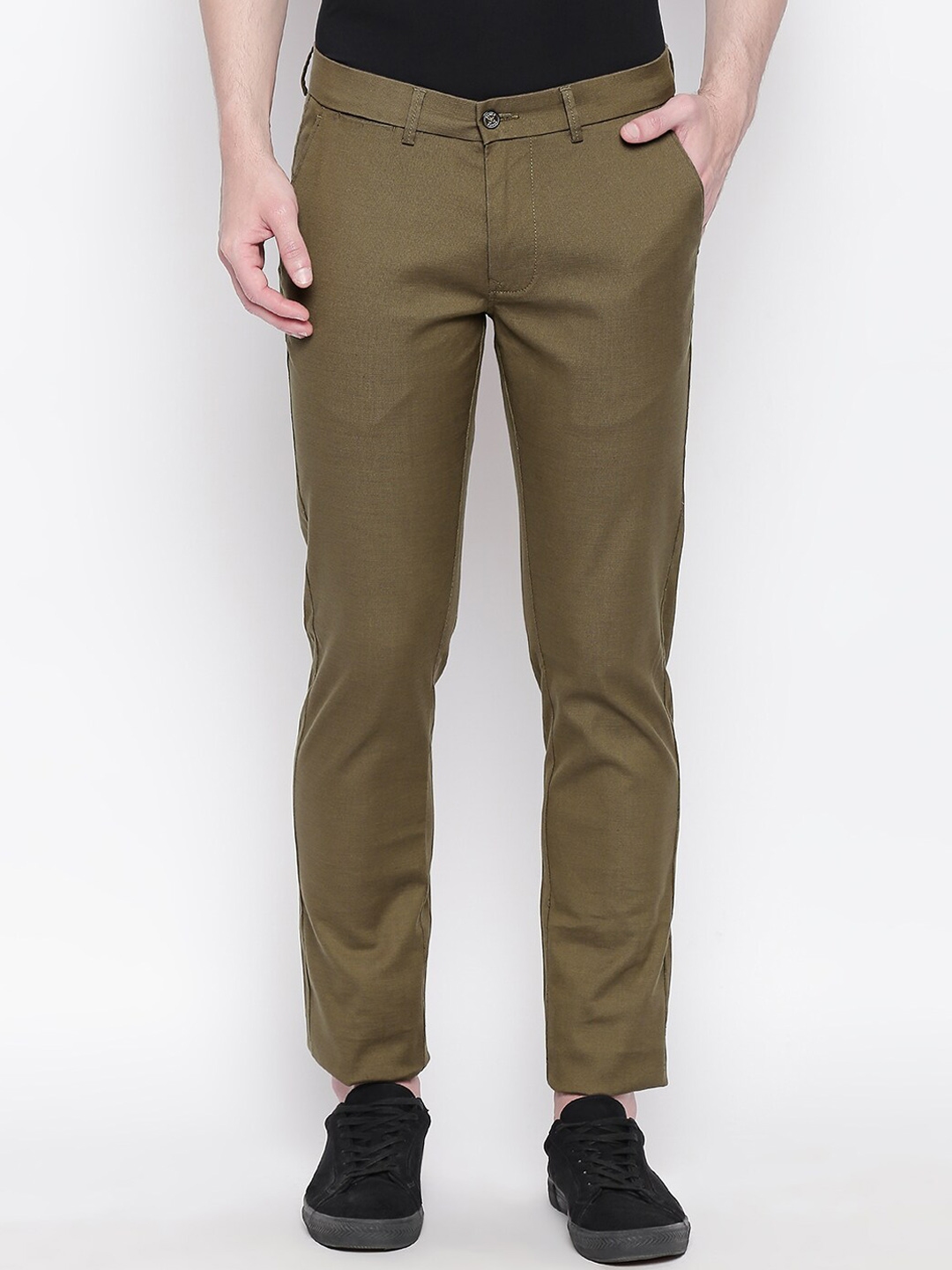 Buy Basics Men Brown Tapered Fit Trousers - Trousers for Men 15090928 ...