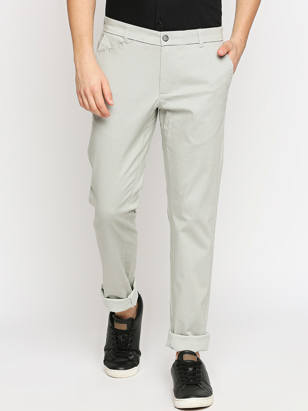 Buy Basics Men Grey Tapered Fit Chinos Trousers Trousers for Men