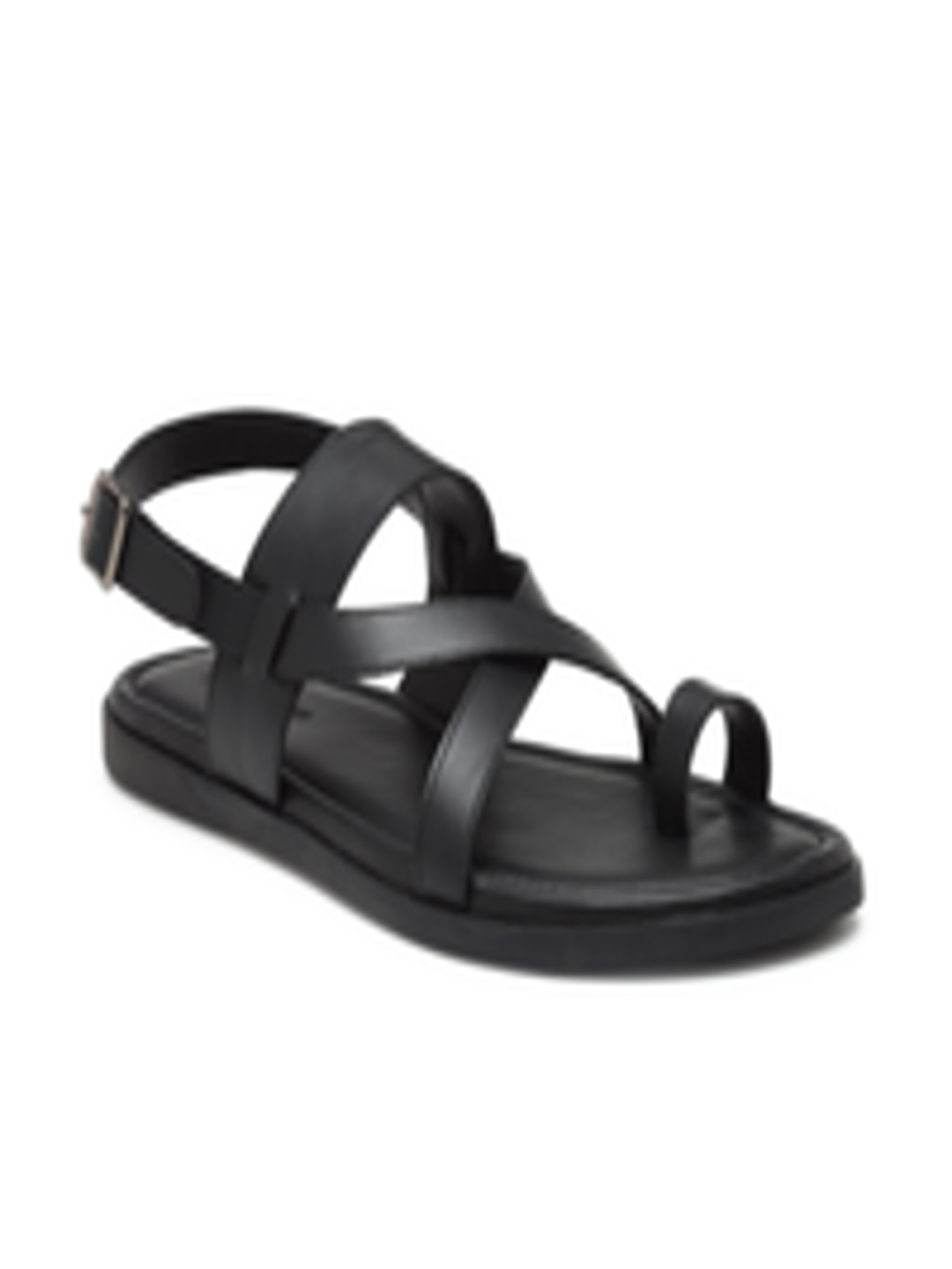 Buy BEAVER Men Black Leather Comfort Sandals - Sandals for Men 15093730 ...