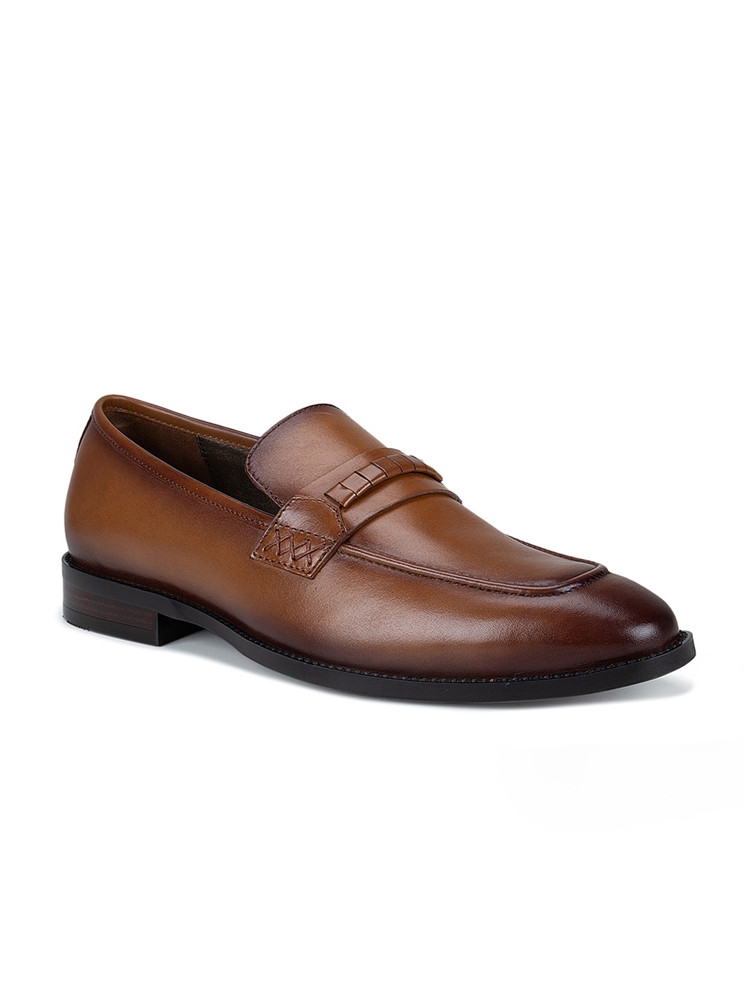 Buy ROSSO BRUNELLO Men Brown Solid Leather Formal Loafers - Formal ...
