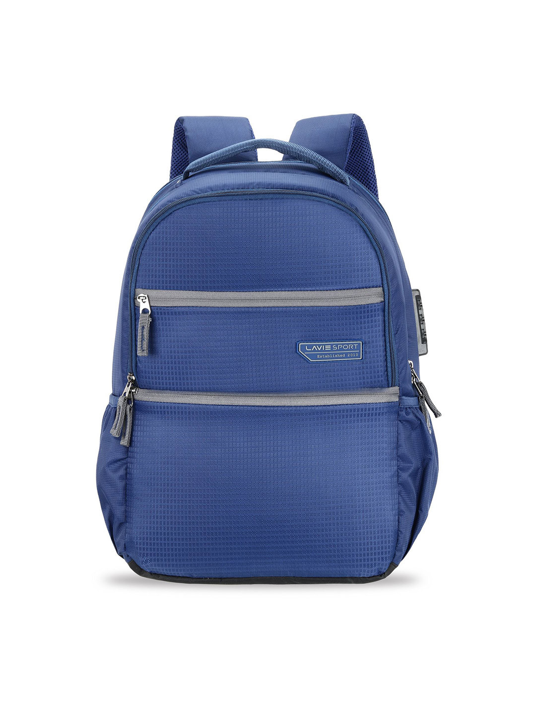 Buy LAVIE SPORT Unisex Navy Blue & Grey Solid Laptop Backpack