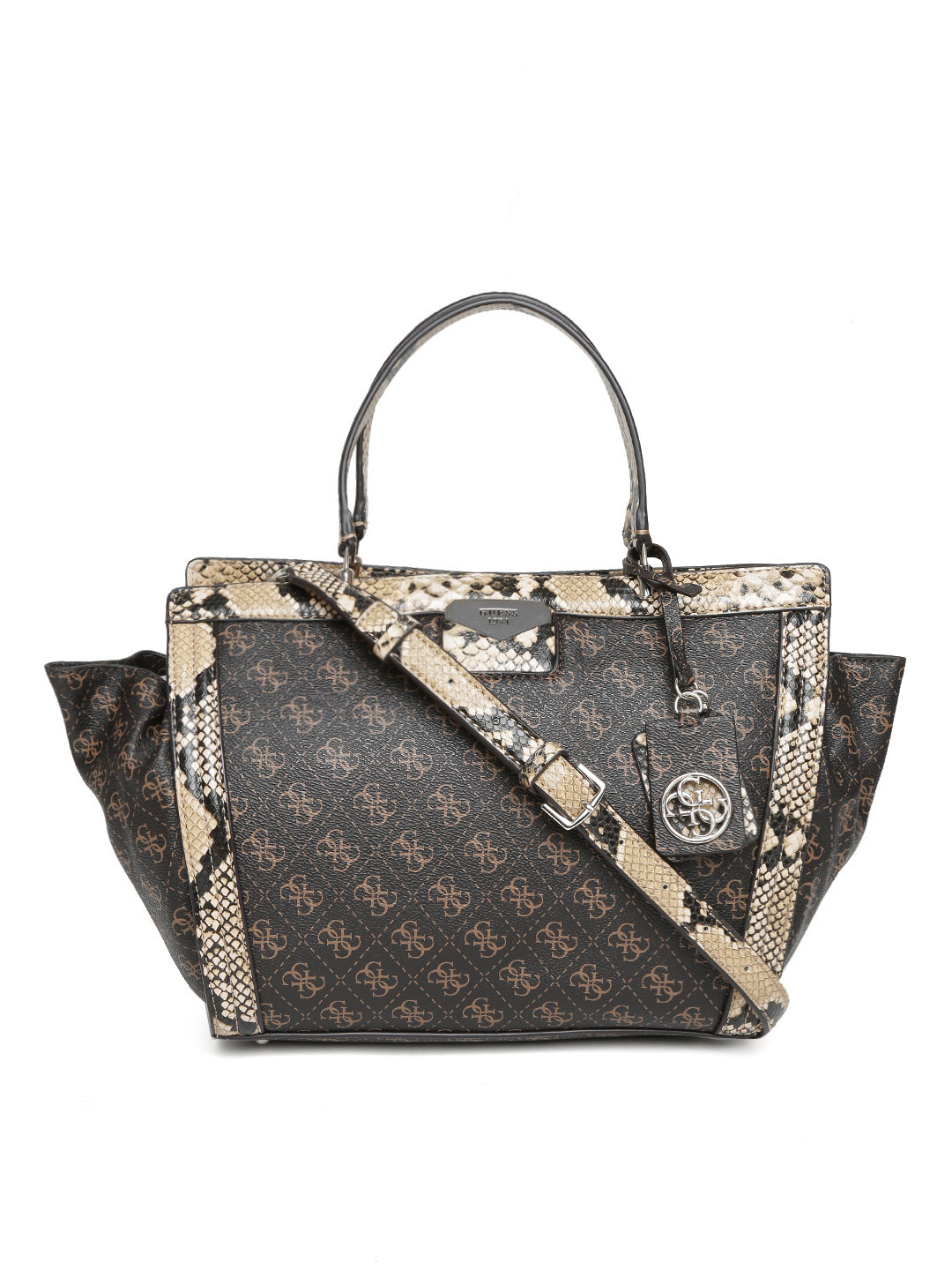 Buy GUESS Brown Logo Print Handbag With Sling Strap Handbags for