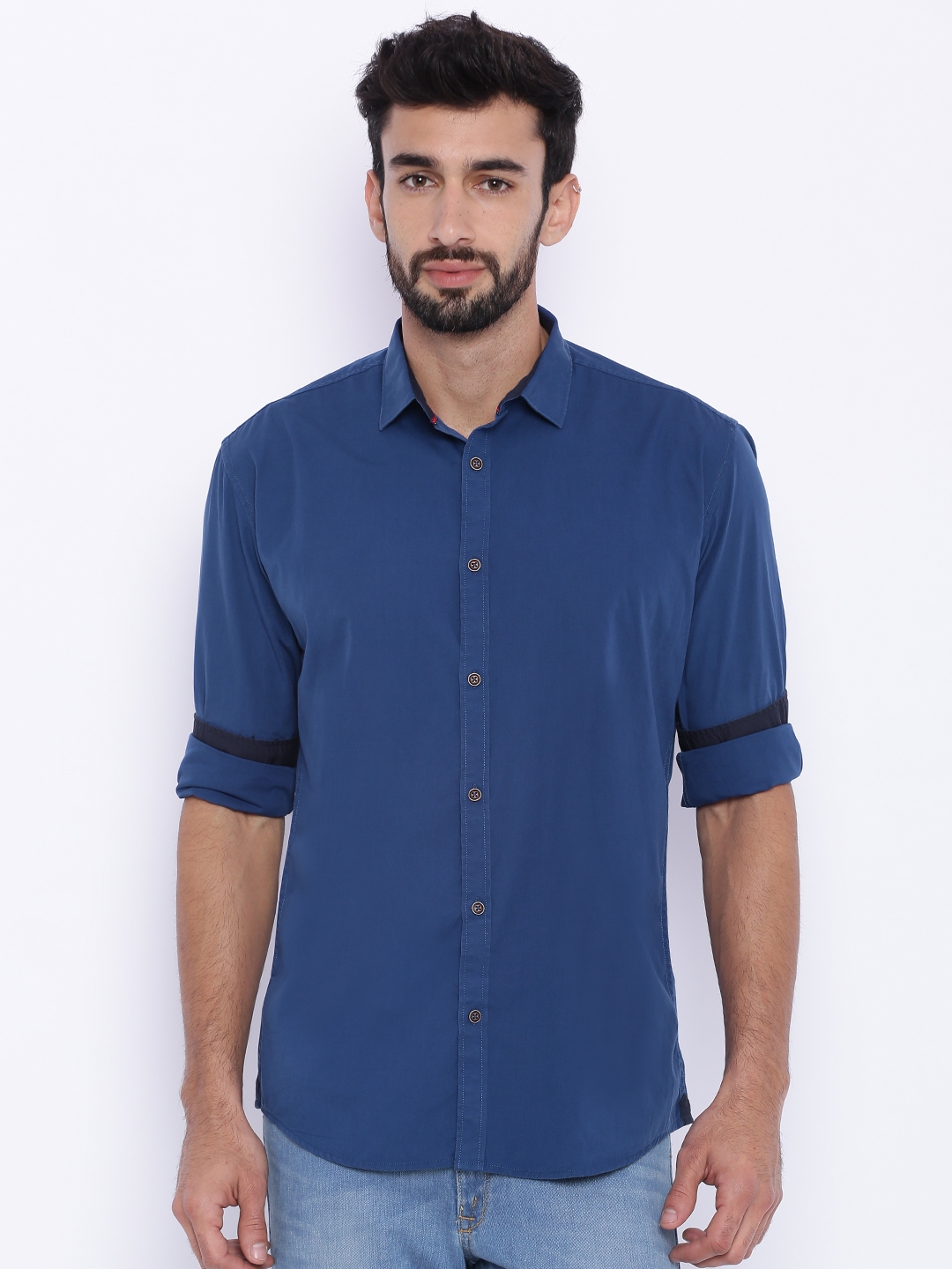 Buy British Club Men Blue Slim Fit Solid Formal Shirt - Shirts for Men ...