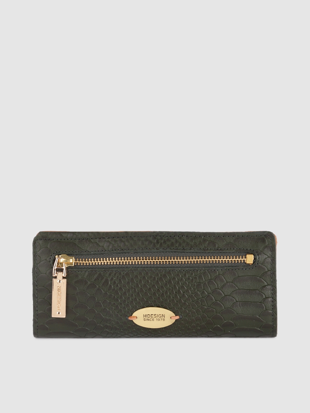 Buy Hidesign Women Olive Green Animal Textured Leather Two Fold Wallet