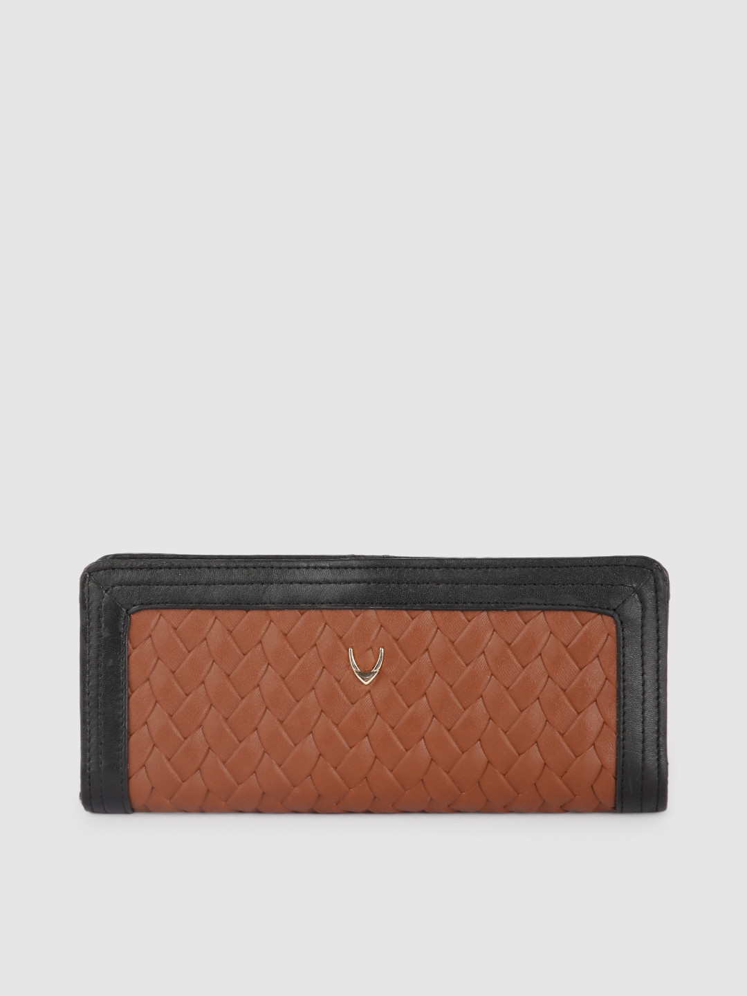 Buy Hidesign Women Tan Brown Woven Design Leather Zip Around Wallet