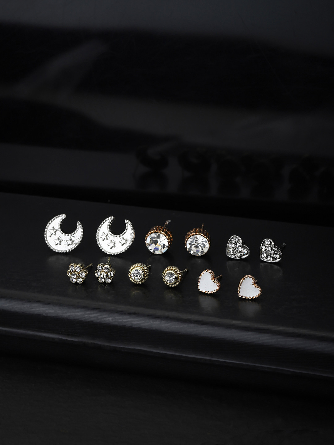 Buy Carlton London Set Of 6 Handcrafted Studs Earrings for Women