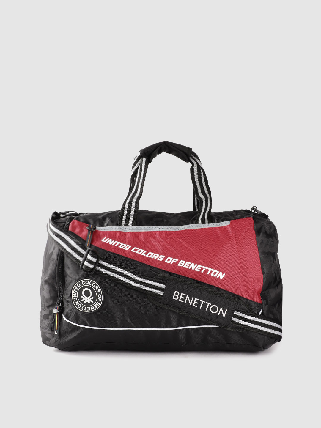 Buy United Colors Of Unisex Black & Red Colourblocked Duffel