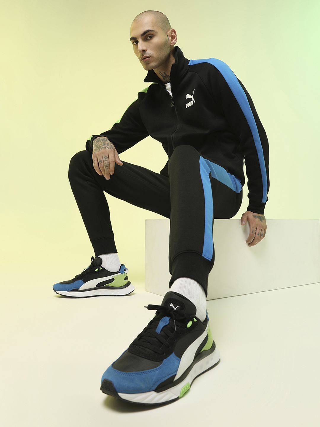 puma unisex wild rider rollin black casual sneakers