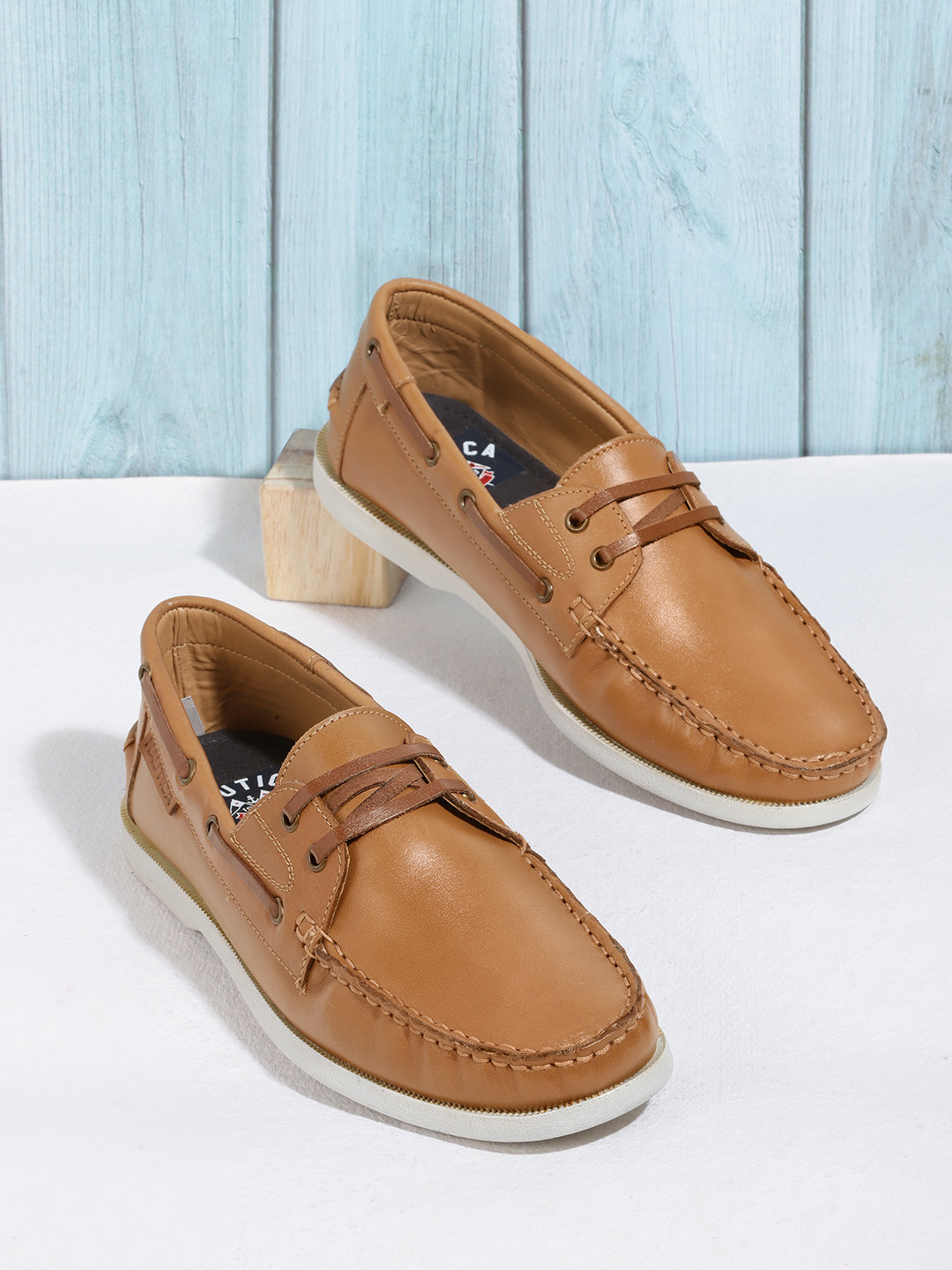 Buy Nautica Men Tan Brown Solid Leather Boat Shoes Casual Shoes for