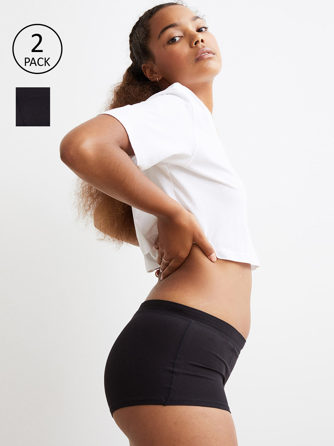 Buy H&M Women Black 2 Pack Cotton Shortie Briefs 0988627006 Briefs