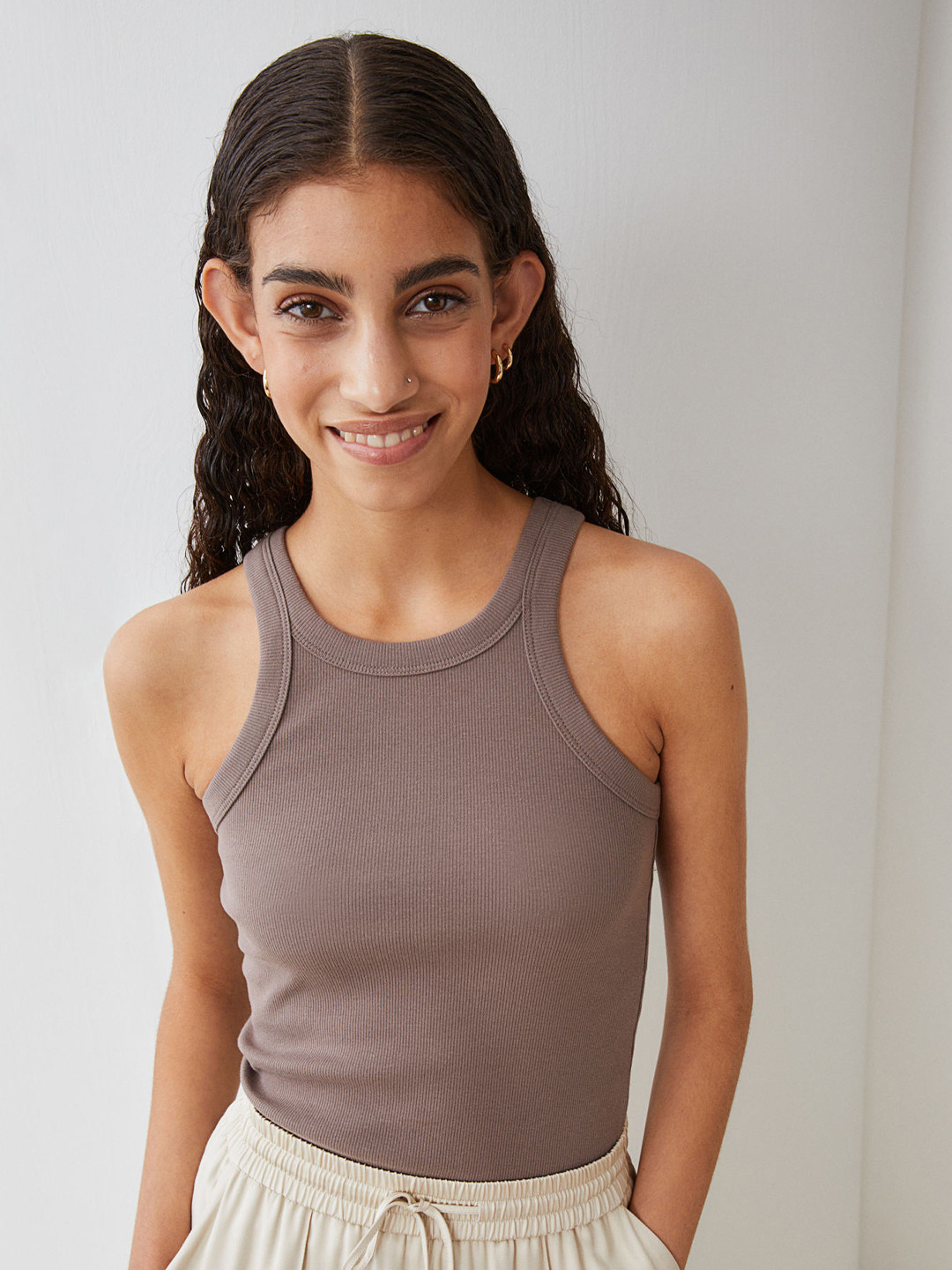 Buy H&M Women Grey Ribbed Vest Top Tops for Women 15106558 Myntra