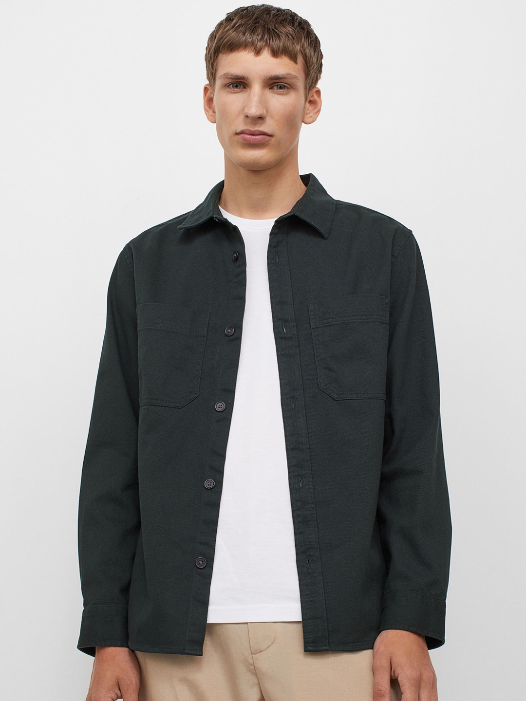 Buy H&M Men Dark Green Regular Fit Shirt Jacket - Jackets for Men ...