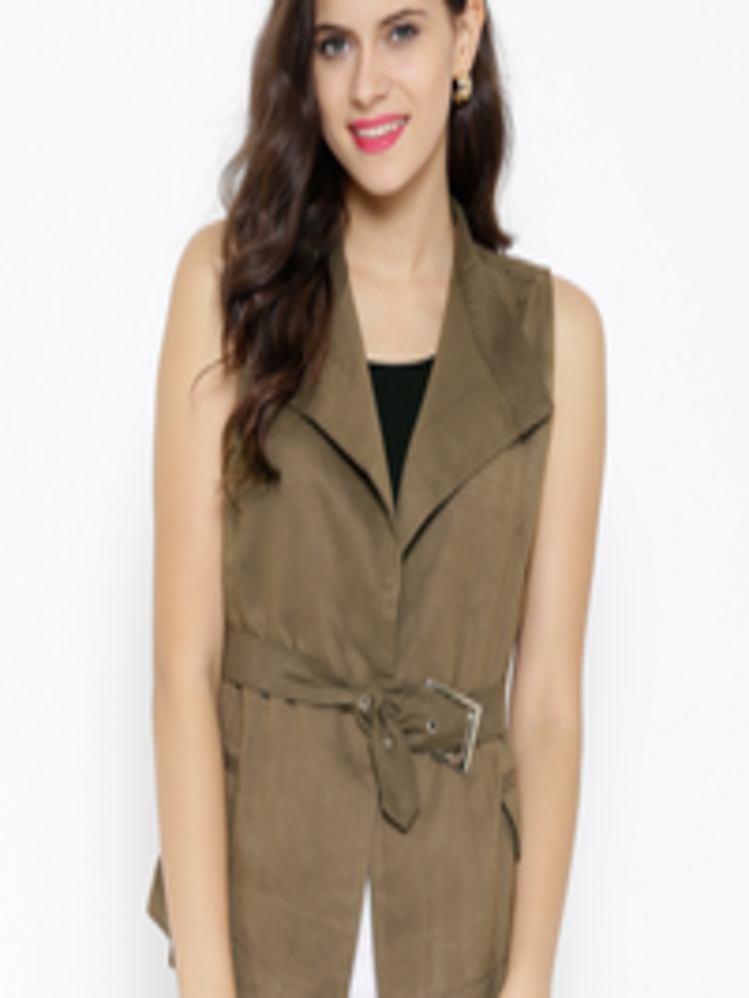 Olive green sleeveless jackets for women red and white floral print blouse