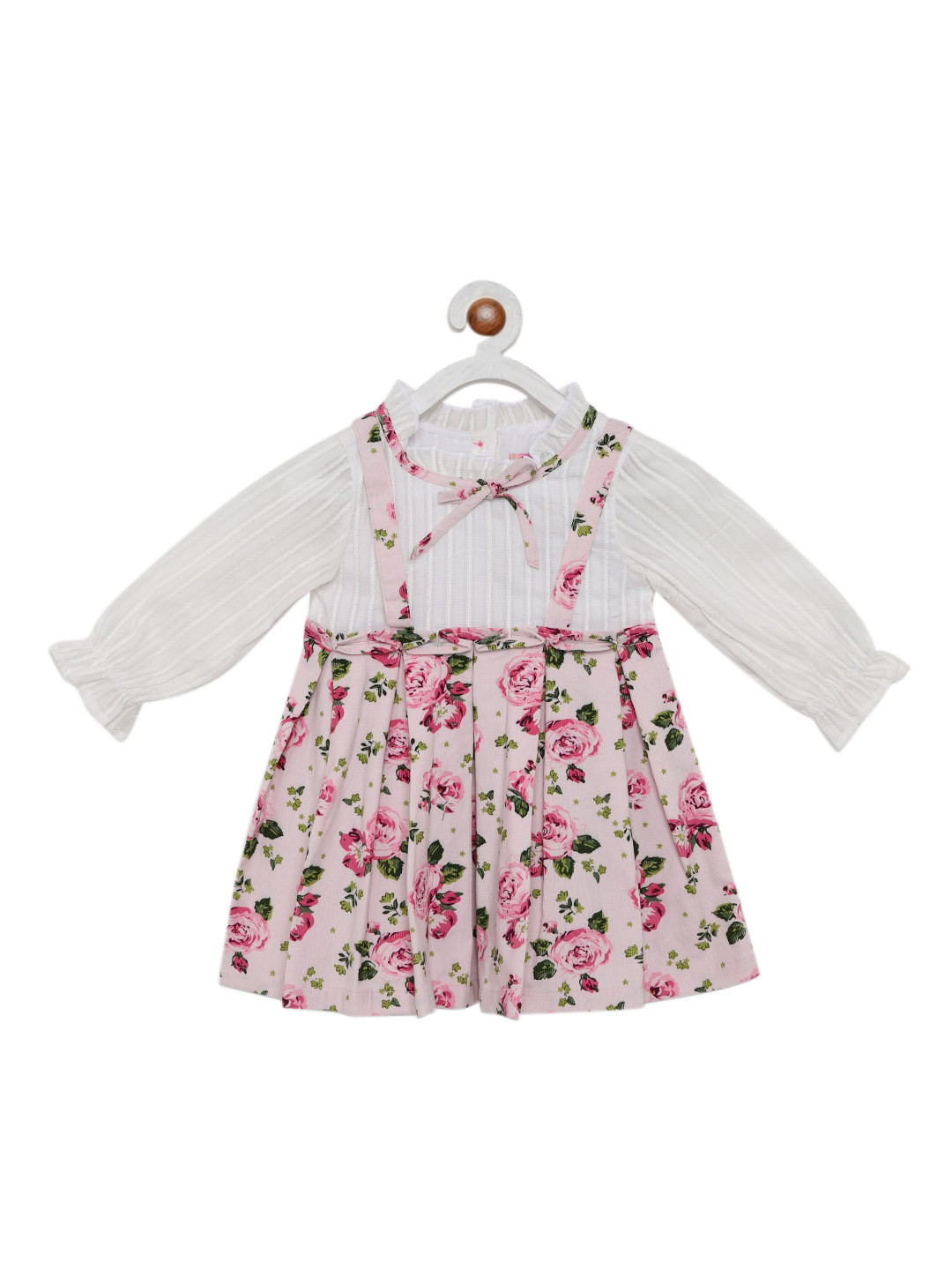 Nautinati Red Floral Printed Layered A-Line Dress