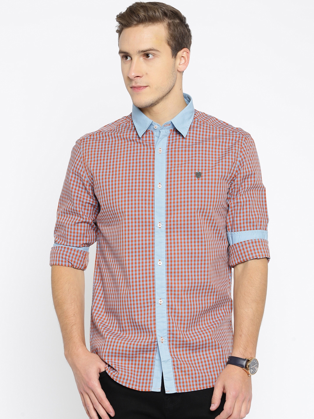 Buy Numero Uno Men Red & Blue Checked Slim Fit Casual Shirt - Shirts ...
