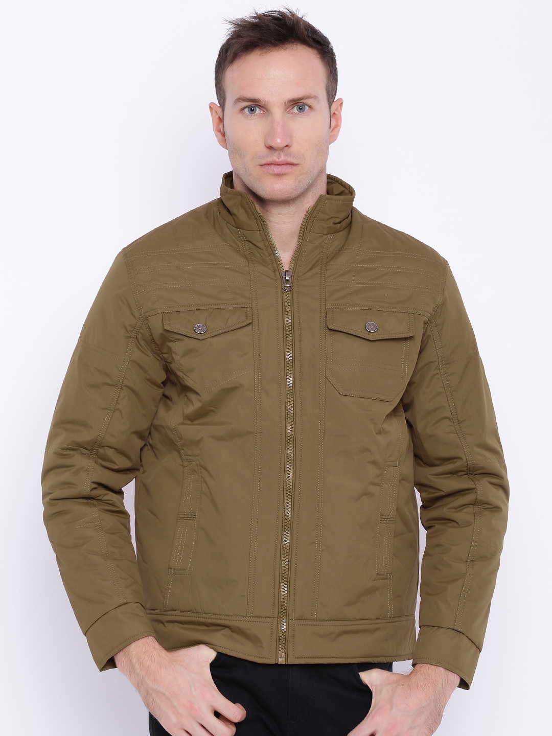 Buy Nature Casuals Khaki Padded Jacket - Jackets for Men 1511700 | Myntra