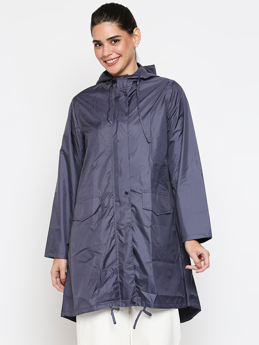 Buy 20Dresses Women Navy Blue Solid Rain Jacket Rain Jacket for Women