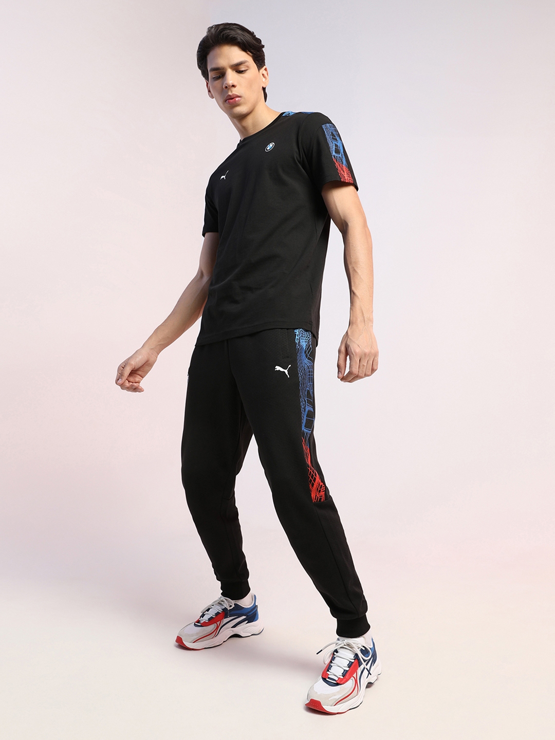 puma t7 joggers in black