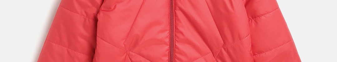 Buy Monte Carlo Girls Coral Red Solid Quilted Jacket With Detachable ...