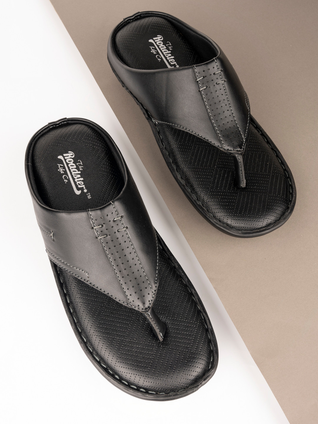 Buy Roadster Men Black Solid Comfort Sandals Sandals for Men 15124466