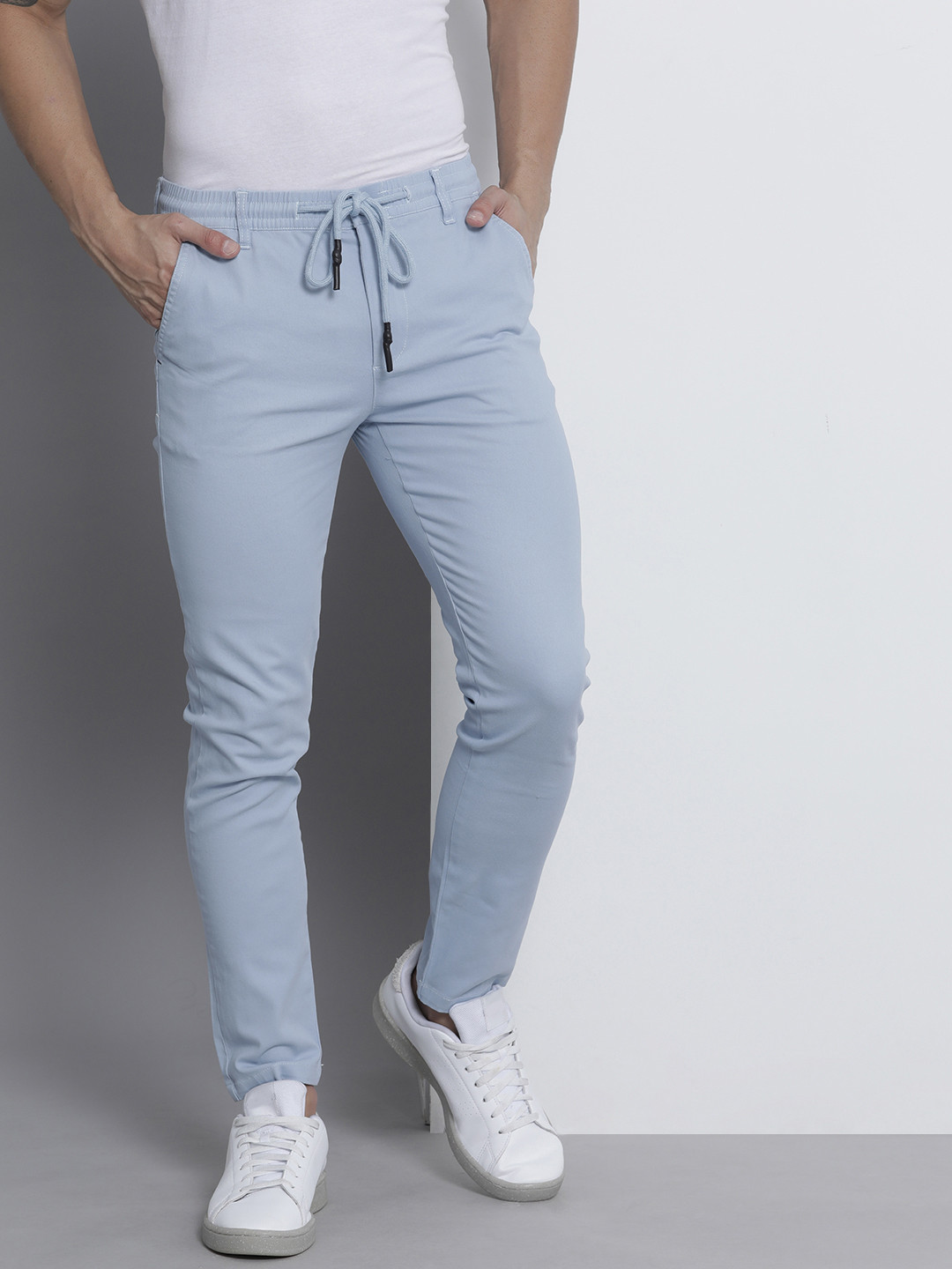 Buy The Indian Garage Co Men Blue Slim Fit Chinos Trousers - Trousers for Men 15125564 | Myntra