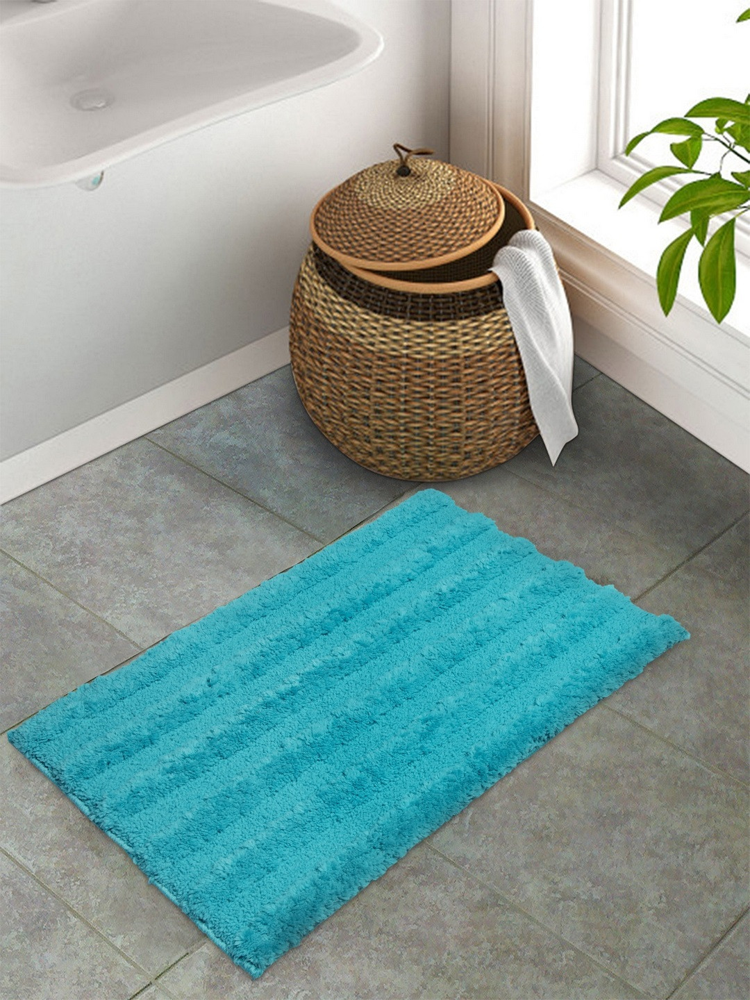 Buy SPACES Turquoise Blue Solid Rectangular Bath Rug Bath Rugs for