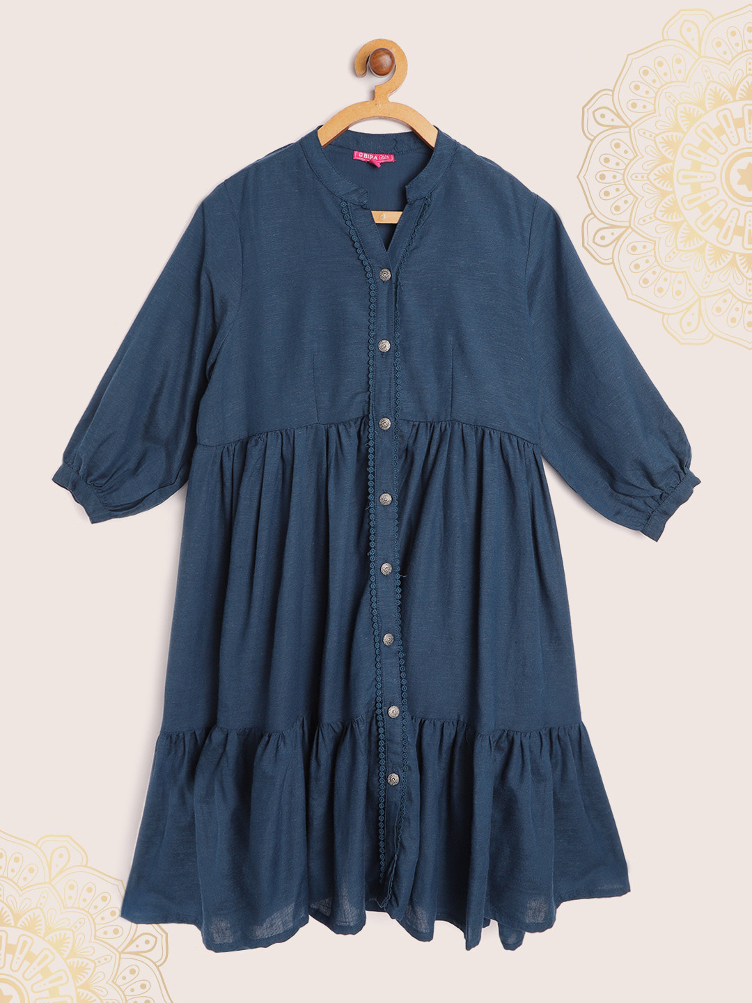 Buy Biba Girls Navy Blue Tiered A Line Dress Dresses for Girls