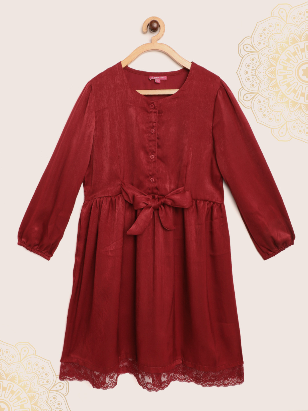 Buy Biba Girls Red Solid Fit & Flare Dress Dresses for Girls 15126694