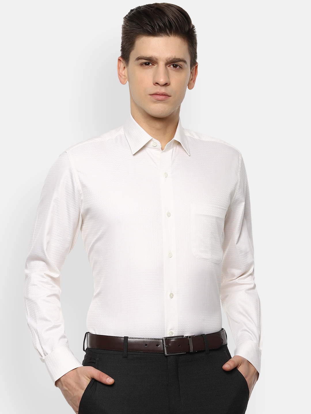 Buy Luxure By Louis Philippe Men White Opaque Casual Shirt - Shirts for ...