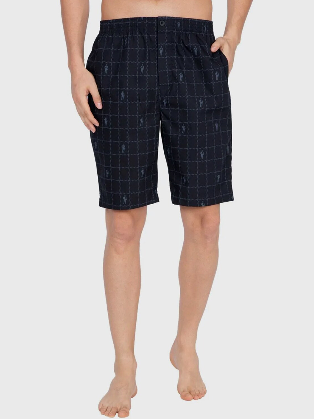 Buy Jockey Men Blue Printed Cotton Regular Shorts Shorts for Men