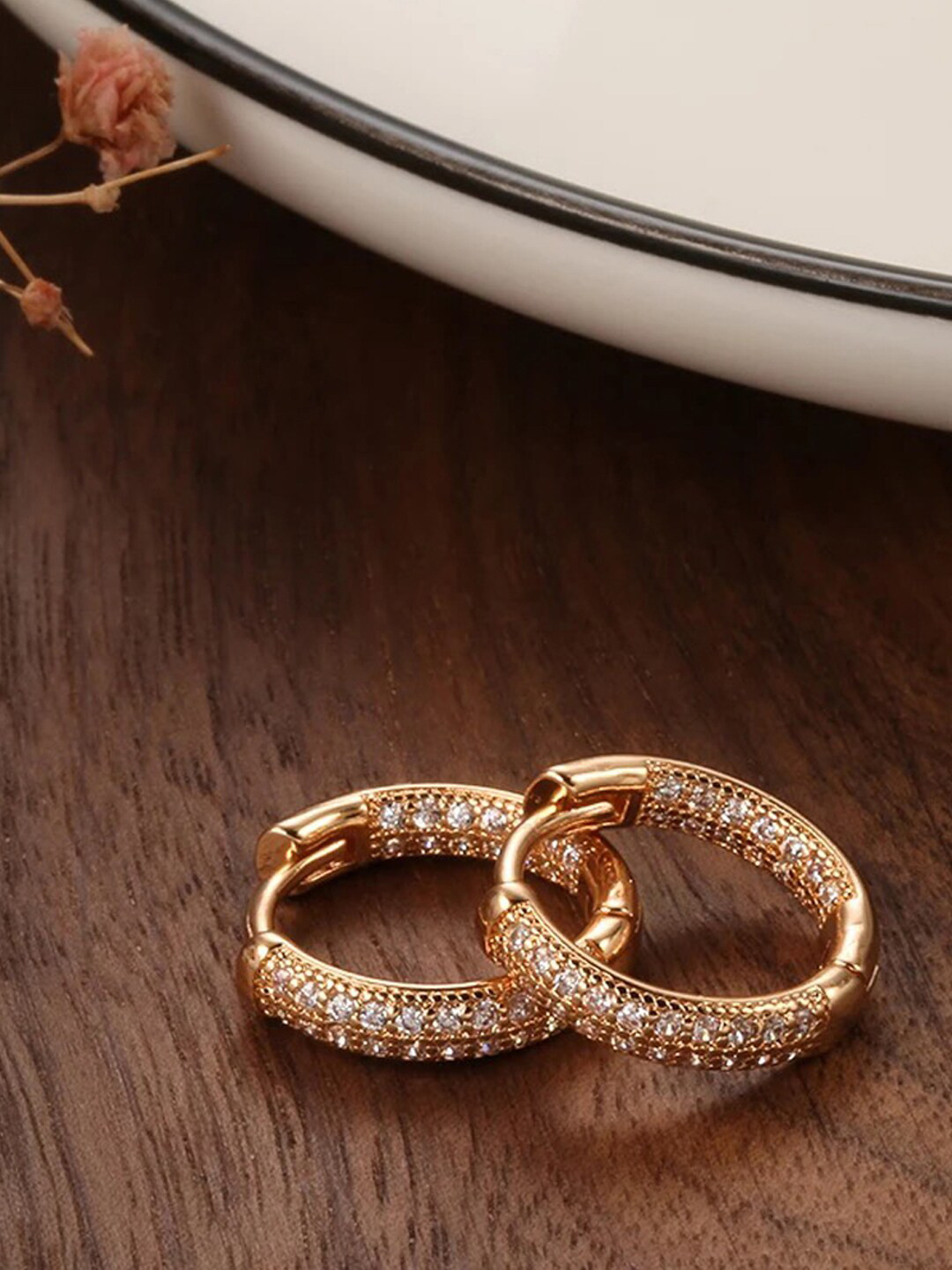 Buy Shining Diva Fashion Rose Gold Contemporary Hoop Earrings