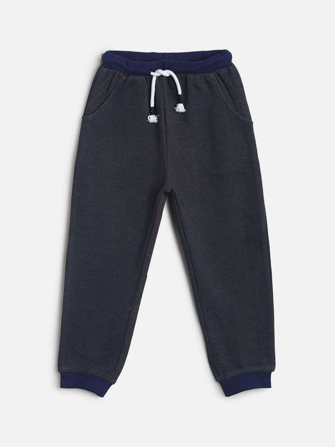 Buy MINI KLUB Infants Boys Navy Blue Textured Joggers Track Pants For buy-mini-klub-infants-boys-navy-blue-textured-joggers-track-pants-for