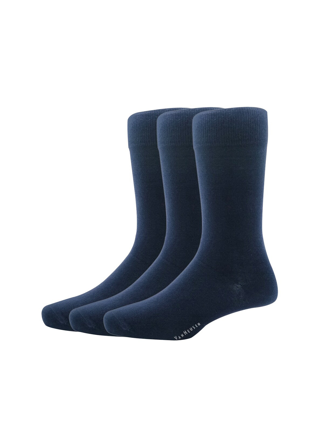 Buy Van Heusen Pack Of 3 Men Navy Blue Solid Calf Length Socks Socks