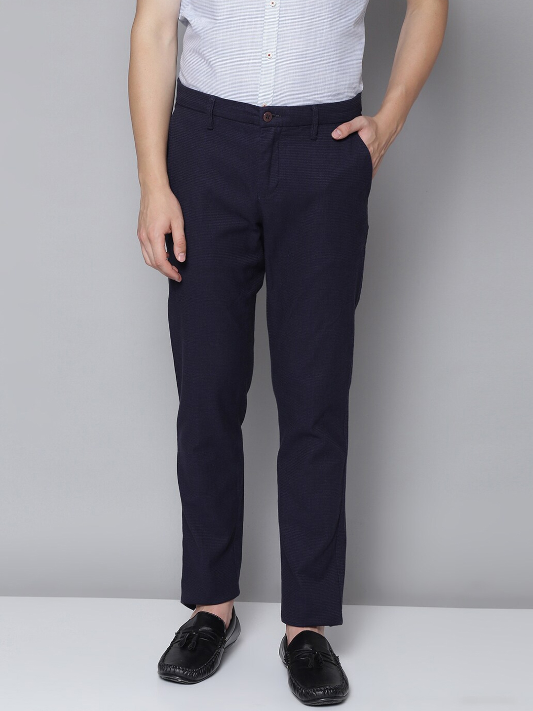 Buy Bruun & Stengade Men Navy Blue Slim Fit Trousers - Trousers for Men ...