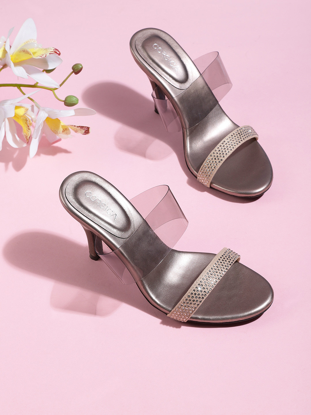 Buy CORSICA Women Beige & Grey Embellished Heels Heels for Women