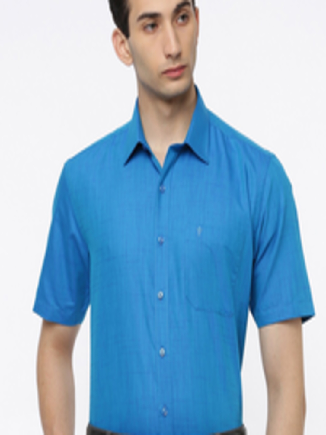 Buy Ramraj Men Blue Slim Fit Opaque Formal Shirt - Shirts for Men ...