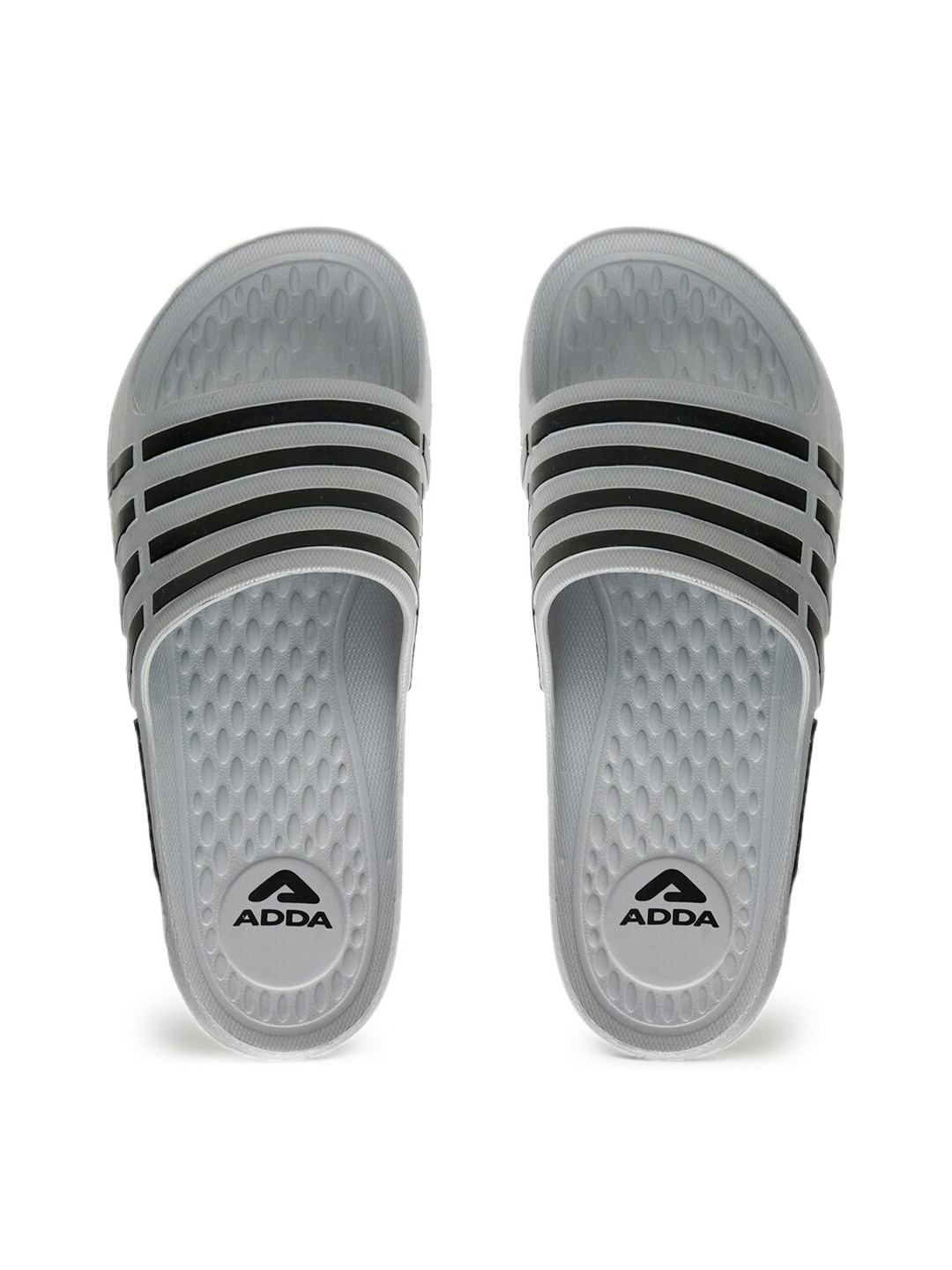 Buy Adda Men Grey Striped Sliders - Flip Flops for Men 15144804 | Myntra