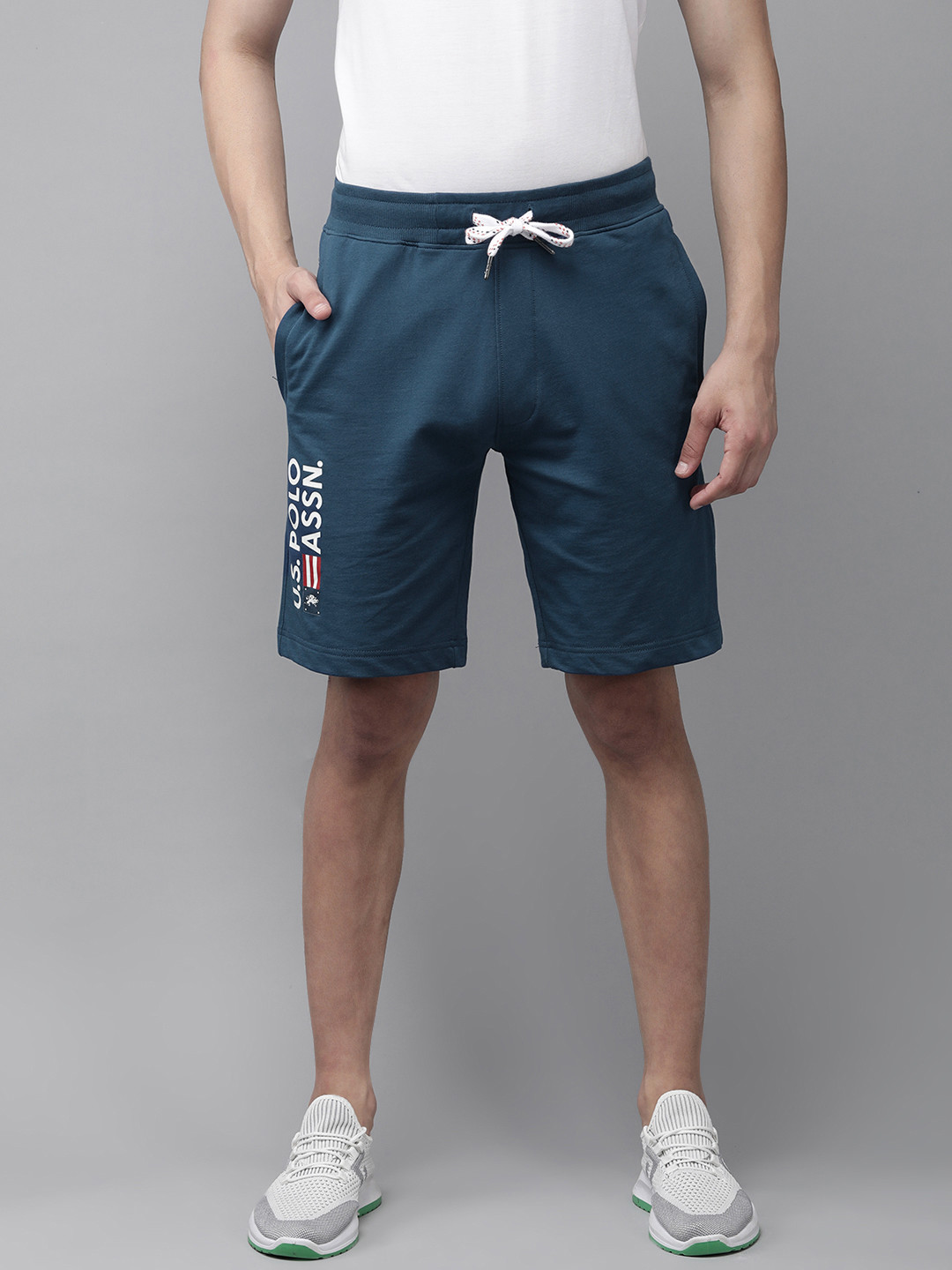 Buy U S Polo Assn Men Teal Typography Printed Regular Shorts Shorts